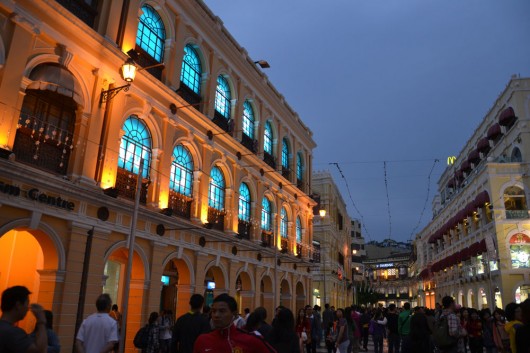 Old city area at night