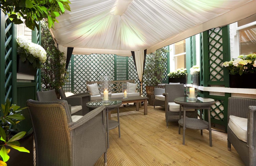 The Cognac and Cigar garden at Dukes Hotel in London June 2010