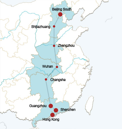 Beijing-Hongkong High Speed Rail Route
