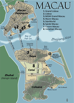 Macau map - taipa cotai strip